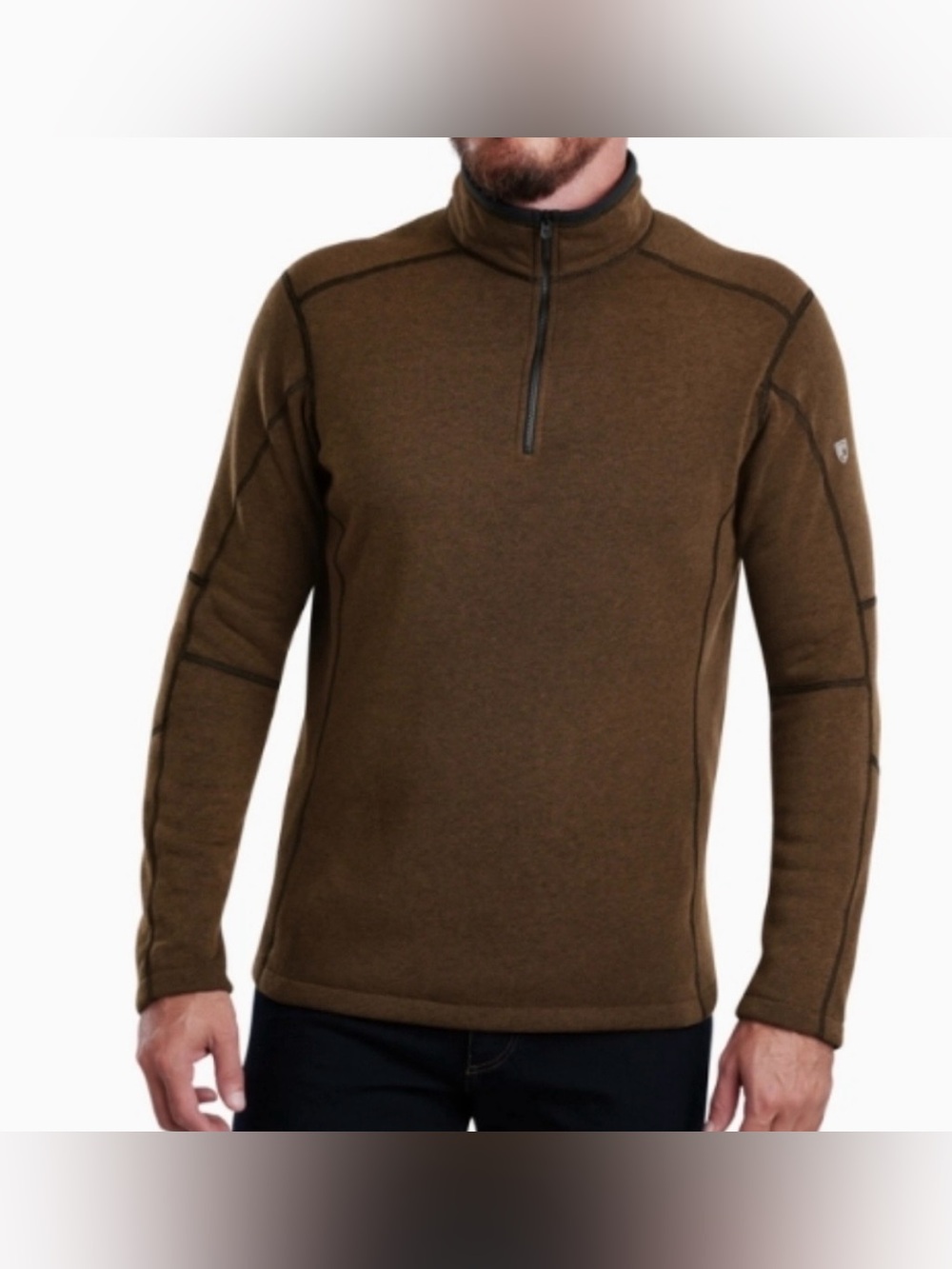 Kuhl Revel 1/4 Zip Fleece Pullover, Brown /Black, Men’s Medium